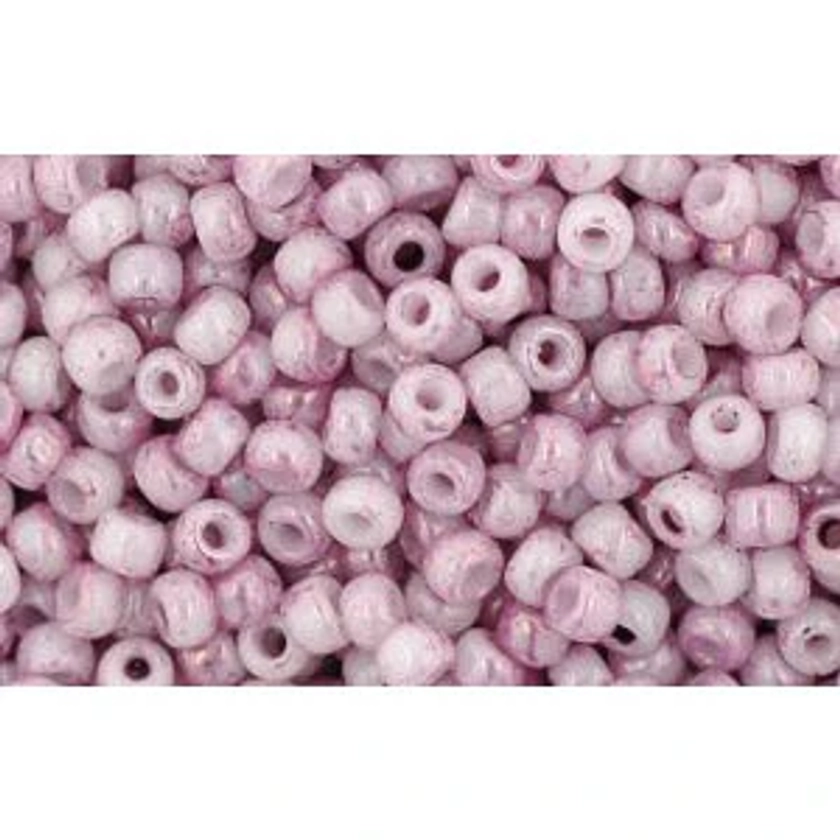 1200 - perles de rocaille Toho 11/0 marbled opaque white/pink