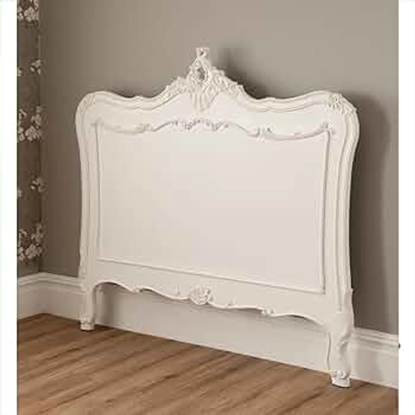 Homesdirect365 La Rochelle Antique French Style Headboard Double | Headboards for Beds | Large Headboard | Bed Headboard | White Headboard | Tall Headboard | Double Headboards 4ft 6