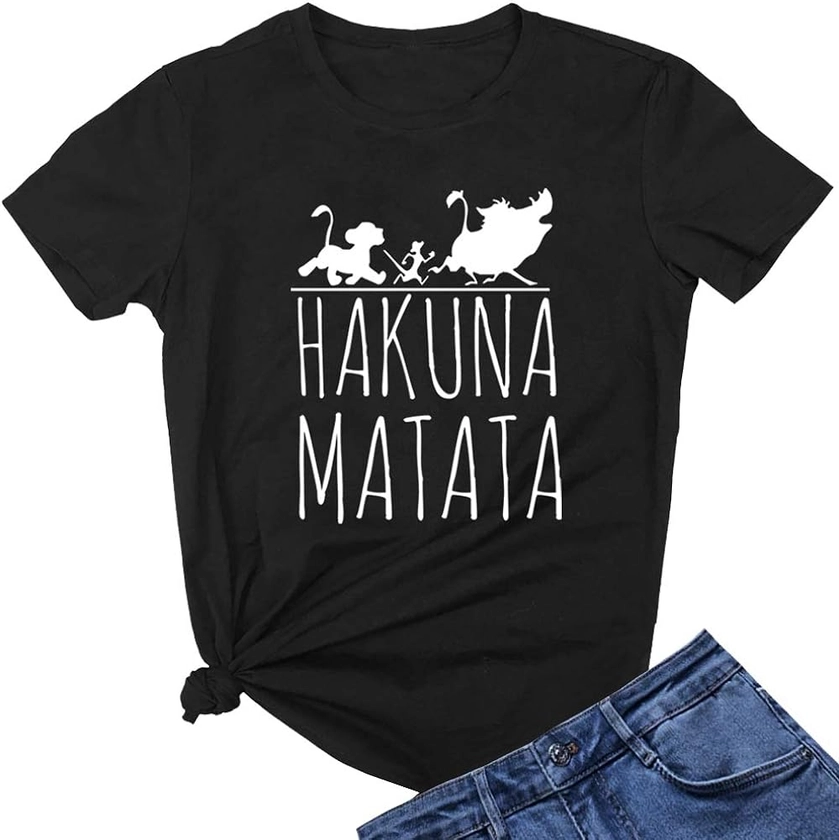 LOOKFACE Womens Hakuna Graphic Printed Tshirts Cute Funny Tees