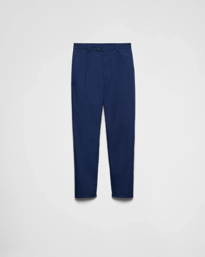 Pantalon En Popeline Bleu Baltique | PRADA