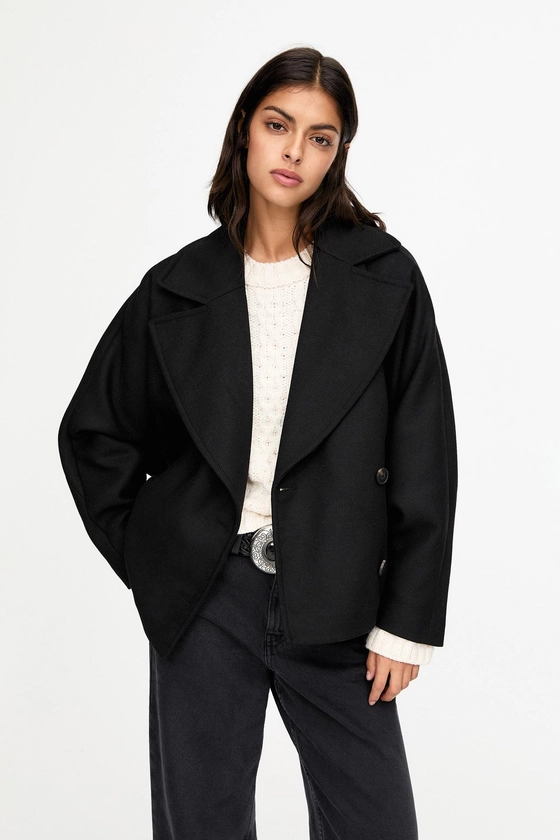 Manteau court en laine mélangée - pull&bear