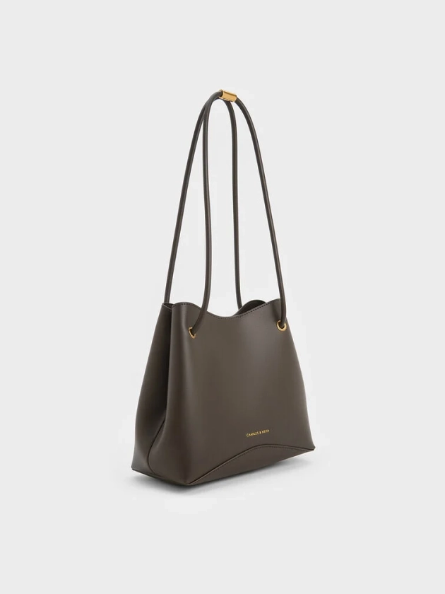 Dark Moss Sybill Geometric Bucket Bag | CHARLES & KEITH