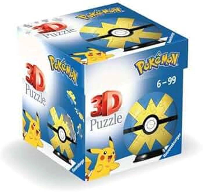 Ravensburger Puzzle 3D 11580-Puzzle Poké Ballon Flottant-[en] Quick Ball-pour Grands et Petits Fans de Pokémon à partir de 6 Ans, 11580, Amarillo, Azul