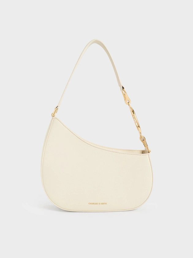 Sac porté épaule asymétrique crème | CHARLES & KEITH