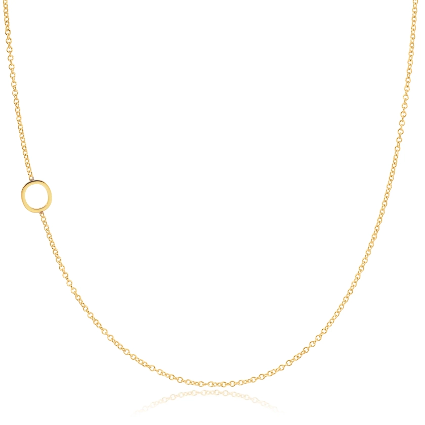 14K GOLD ASYMMETRICAL LETTER NECKLACE - O