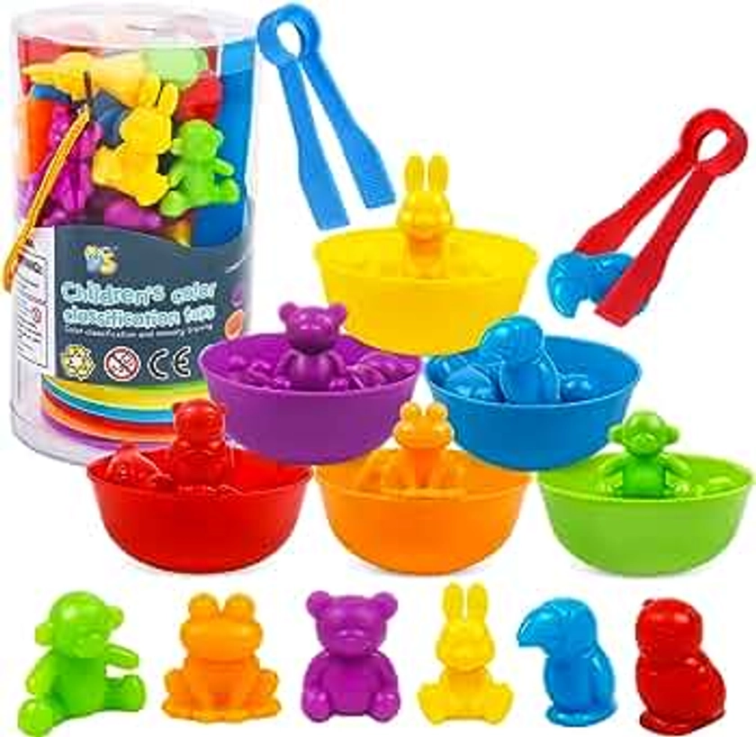 Counting Animal Matching Games Color Sorting Toys with Bowls Preschool Learning Activities for Math Educational Sensory Training Montessori STEM Sets Gift for Toddlers Kids Boys Girls Ages 3 4 5 6