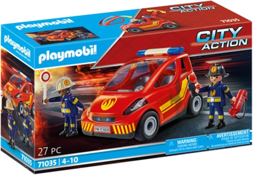 Playmobil 71035 Pompiers et voiturette - Comprend Deux Personnages, Une Voiture et des extincteurs - Dès 4 Ans