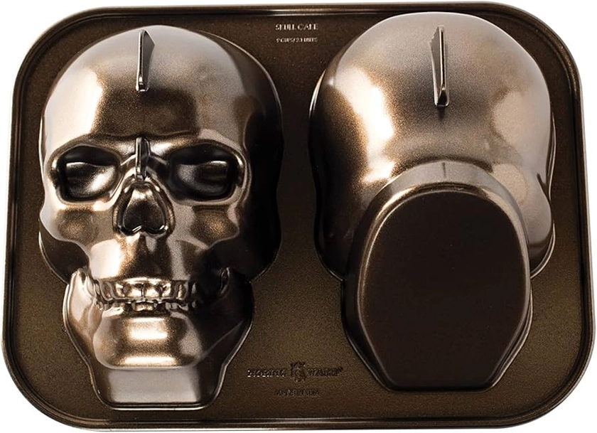 Nordic Ware Haunted Skull Cake Pan, 3D Cast Aluminium Bundt Tin, Bundt Cake Tin with Skull Pattern, Premium Cake Mould Made in The USA, Colour: Bronze, 88448 : Amazon.co.uk: Home & Kitchen