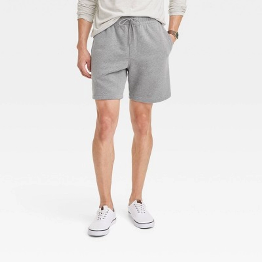 Men's 7" Ultra Soft Fleece Pull-On Shorts - Goodfellow & Co™ Cement Gray M