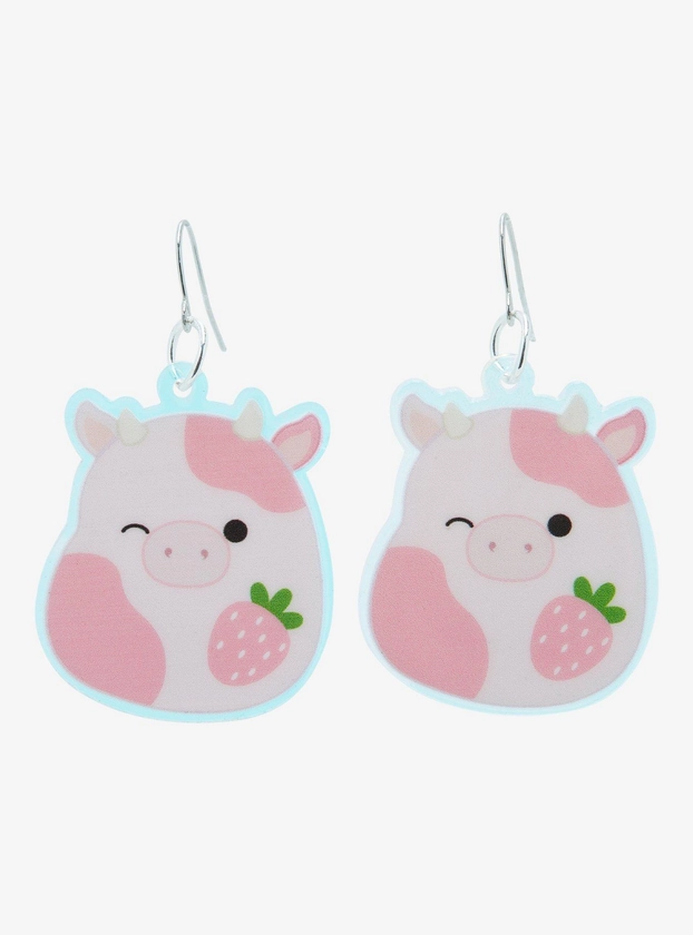 Squishmallows Iridescent Strawberry Cow Earrings