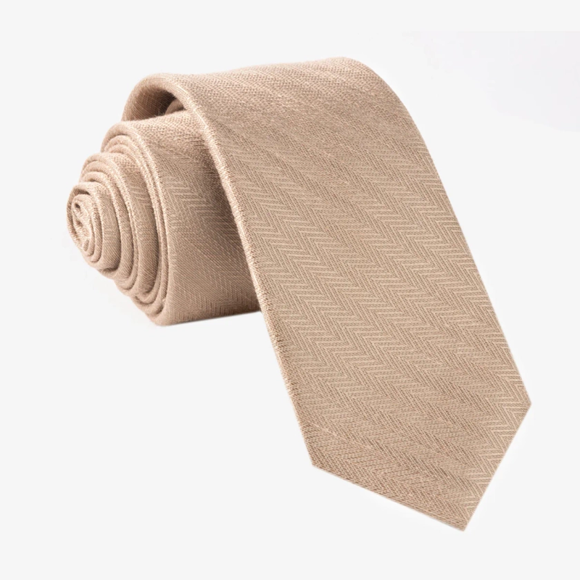 Alleavitch Herringbone Khaki Tie | Linen Ties | Tie Bar