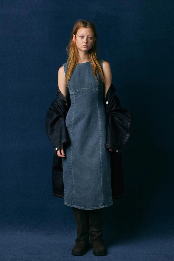 TRF DENIM MIDI DRESS