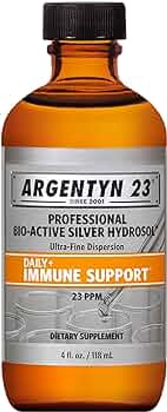 Argentyn 23 Professional Bio-Active Silver Hydrosol for Immune Support – Colloidal Silver, 23ppm, 4oz (118mL) – Twist-Top