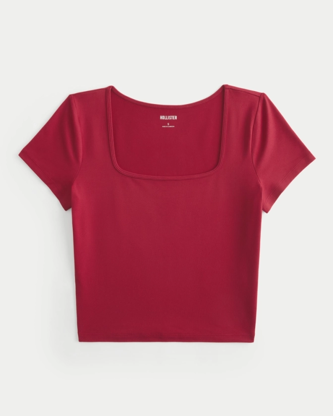 Women's Soft Stretch Seamless Fabric Square Neck Baby Tee | Women's Sale | HollisterCo.com