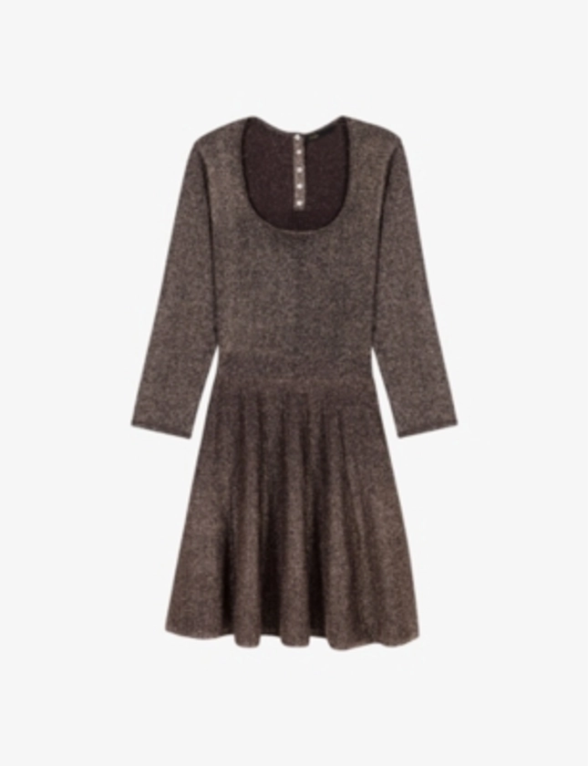 MAJE - Scoop-neck flared-skirt stretch-knit mini dress | Selfridges.com