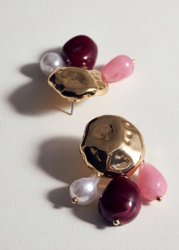 Boucles d'oreilles pendentif perles - Femme | Mango France