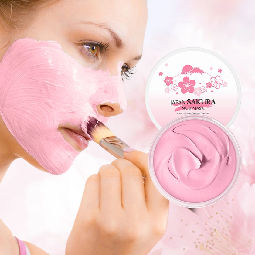 LAIKOU Máscara De Lama Sakura Branqueamento Limpo Profundo Remover Anti-Acne De Cabeça Preta 90g | Shopee Brasil