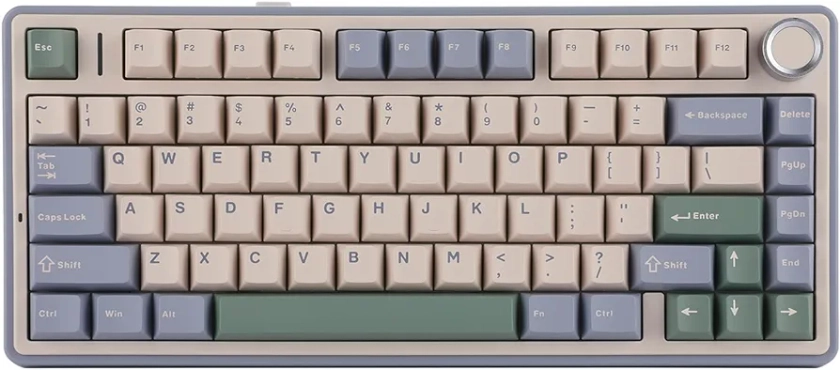 EPOMAKER x Aula F75 Gasket Mechanische Tastatur, 75% Hot swap-fähige Gaming-Tastatur mit Fünf-Schicht-Polsterung&Knopf, Bluetooth/Wireless/USB-C, RGB (Green, Ice Vein Switch)