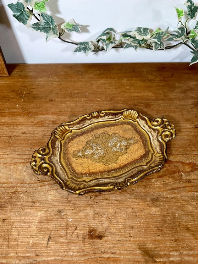 Vintage Small Gold Wooden Florentine Gilt Tray Small Tray Wooden Tray Painted Tray Florentine Tray - Etsy UK