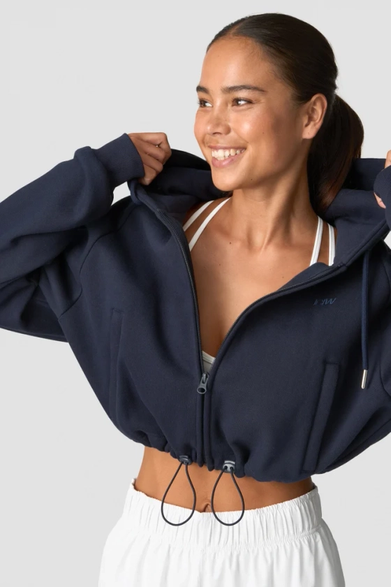 Everyday Cropped Hoodie Wmn Navy