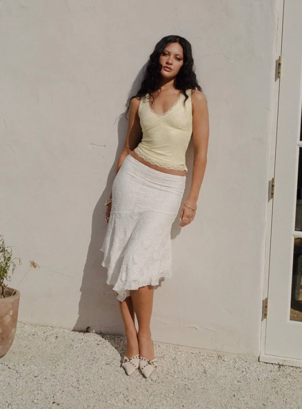 The Escape Midi Skirt White