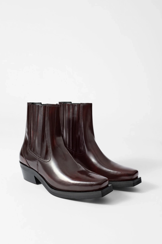 Leren chelsea bikerboots - Bordeauxrood - DAMES | H&M NL