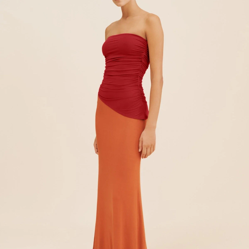 MASON STRAPLESS TOP - CRIMSON