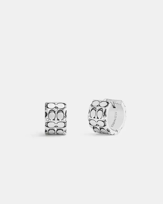 COACH® | Quilted Signature Huggie Earrings