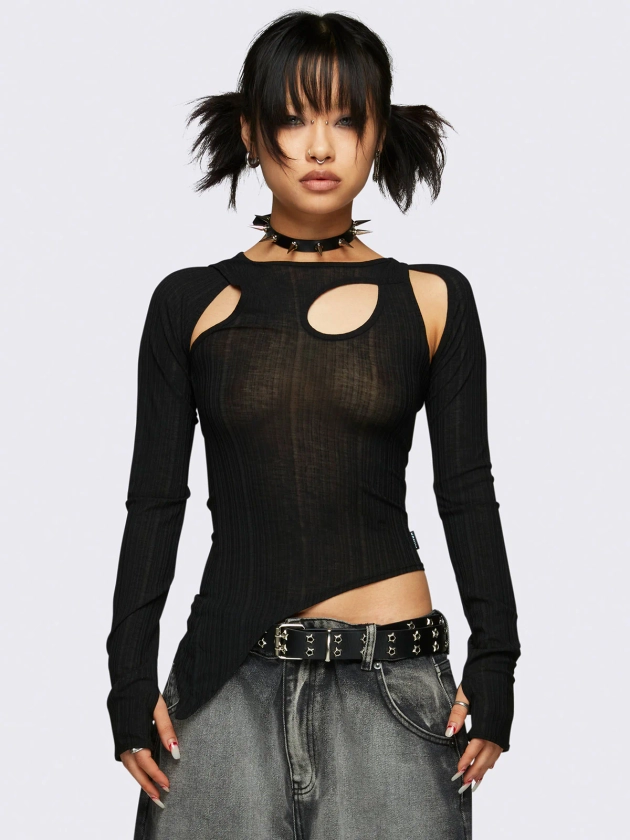 Kallie Black Cut-Out Top