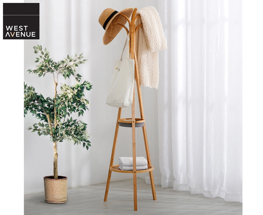 West Avenue Bamboo Coat & Hat Rack w/ Shelf