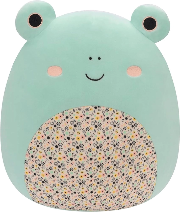 Squishmallows Original 14-Inch Fritz Green Frog with Easter Print Belly - Official Jazwares Large Plush
