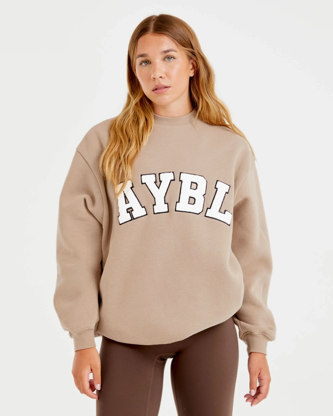 Varsity Oversized Sweatshirt - Latte Brun