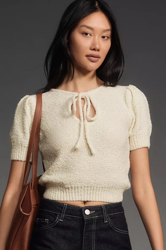 4SI3NNA Textured Keyhole Knit Top