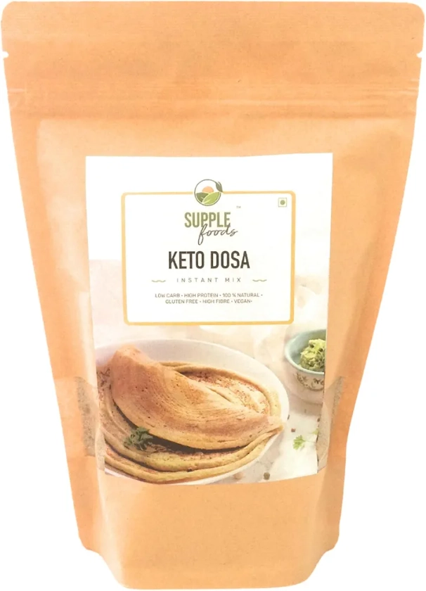 SUPPLE foods Keto Dosa Batter Instant Mix - 400g - Healthy Low Carb, High Protein & Low GI Diet - Easy to Cook Natural Plant Proteins Dosa Mix Powder - Gluten Free and Vegan : Amazon.in: Grocery & Gourmet Foods