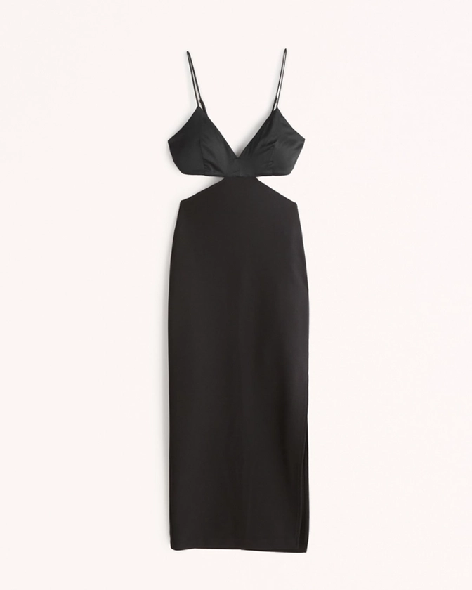 Donna Mixed Fabric Midi Dress | Donna Vestiti e Salopette lunghe | Abercrombie.com