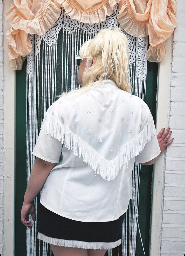 XL Silver Star Tassel 1980s Tasseled Shirt, Blouse, Cowgirl Shirt, Cowboy, Cowbabe, Western Shirt, Vintage, 80s Dolly, Line Dancing, Disco - Etsy UK