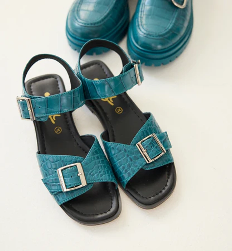 Sun Ra Sandal | Peacock Croc