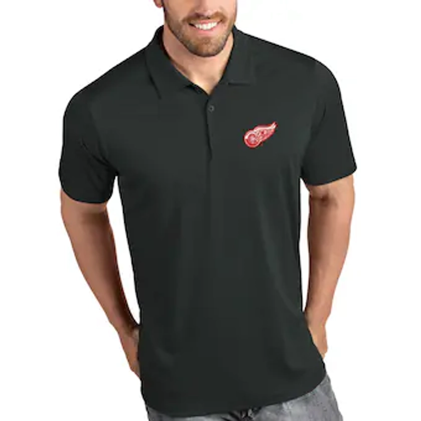 Men's Detroit Red Wings Antigua Black Legacy Pique Polo