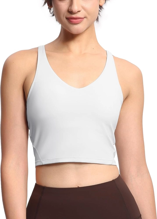 THE GYM PEOPLE Womens' Sports Bra Longline Wirefree Padded with Medium Support