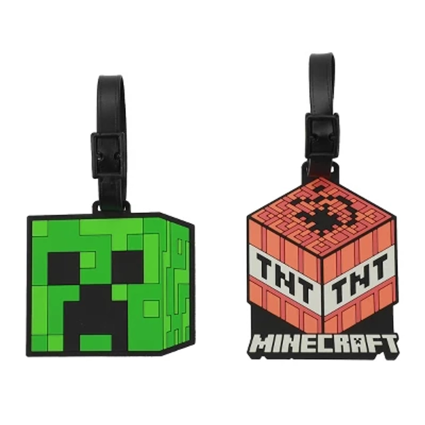 Minecraft Youth Luggage Tag 2pc Set - 3D Molded Rubber with ID Card