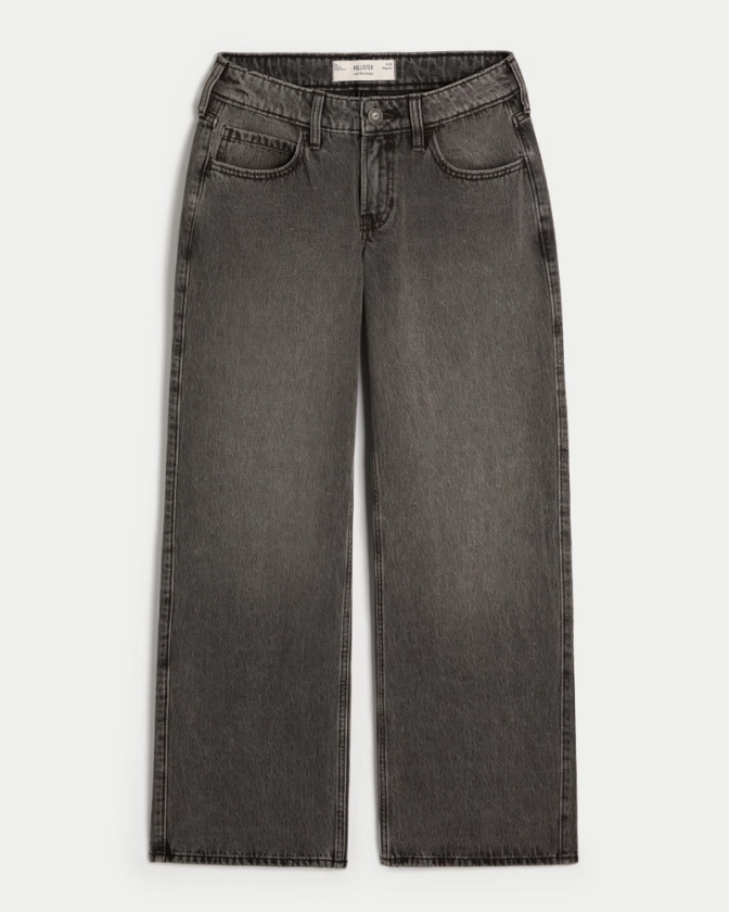 Women's Low-Rise Washed Black Baggy Jeans | Women's | HollisterCo.com