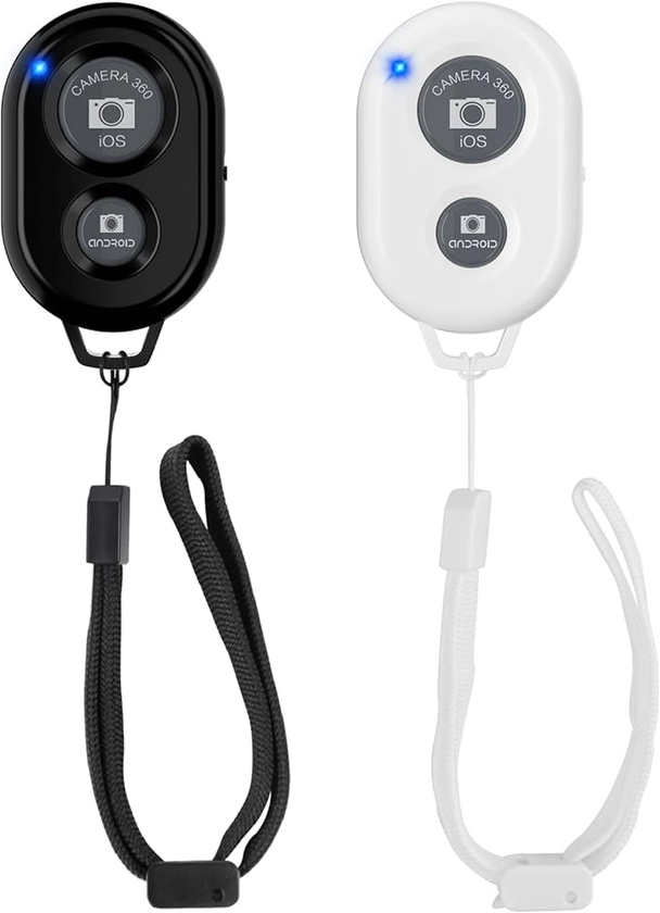 2PCS Télécommande Bluetooth Selfie sans Fil pour Smartphones avec Dragonne, Adapté pour Le Déclenchement de l'Obturateur, Compatible avec Apple iOS et Android/iPhone/iPad/Samsung/et Autres Phone
