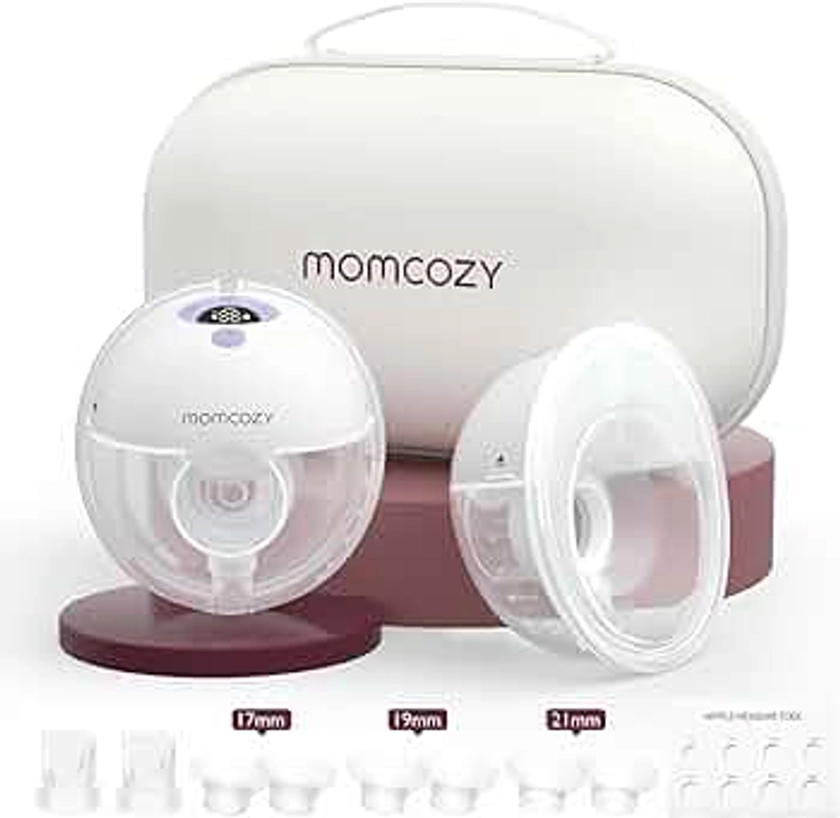 Momcozy Breast Pump Hands Free M5, Wearable Breast Pump of Baby Mouth Double-Sealed Flange with 3 Modes & 9 Levels, Electric Breast Pump Portable - 24mm, 2 Pack Lilac