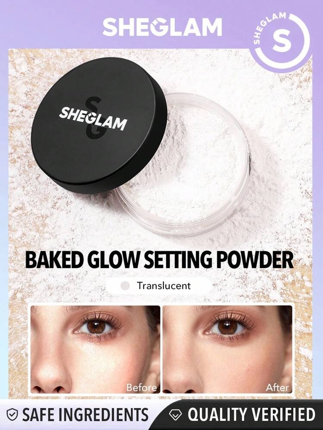 SHEGLAM Baked Glow Setting Powder-Translucent  Oil Control Loose Setting Powder Translucent Pore-less Flawless Smooths Fine Lines Glowy Powder Black Friday Winter Powder