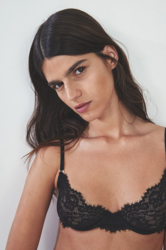 Soutien-gorge à armatures en dentelle - Noir - FEMME | H&M FR