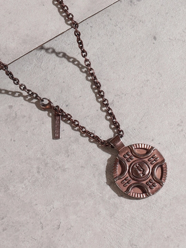 Police Medallion Stainless Steel Circular Pendant With Chain