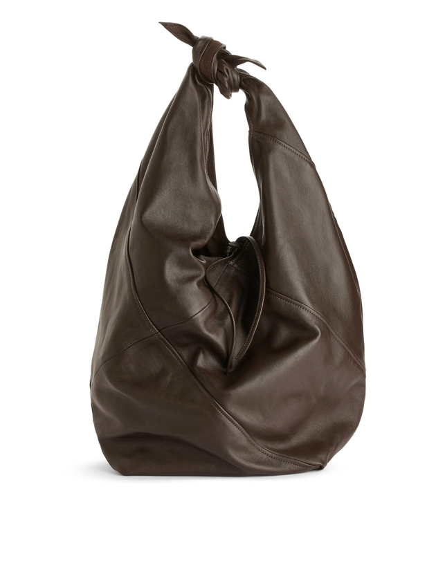 Twisted Leather Bag - Dark Brown - ARKET NL