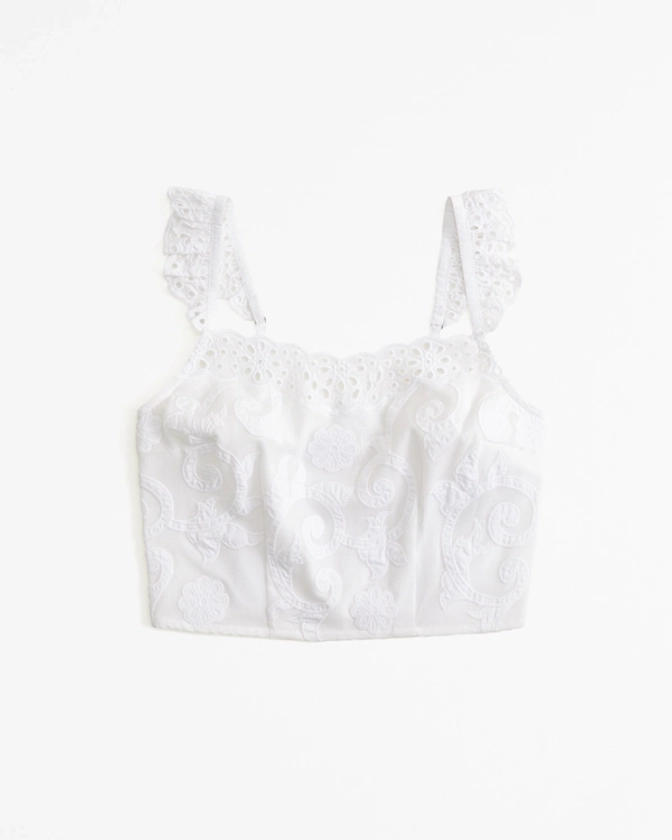 Women's Ruffle Strap Eyelet Set Top | Women's Tops | Abercrombie.com