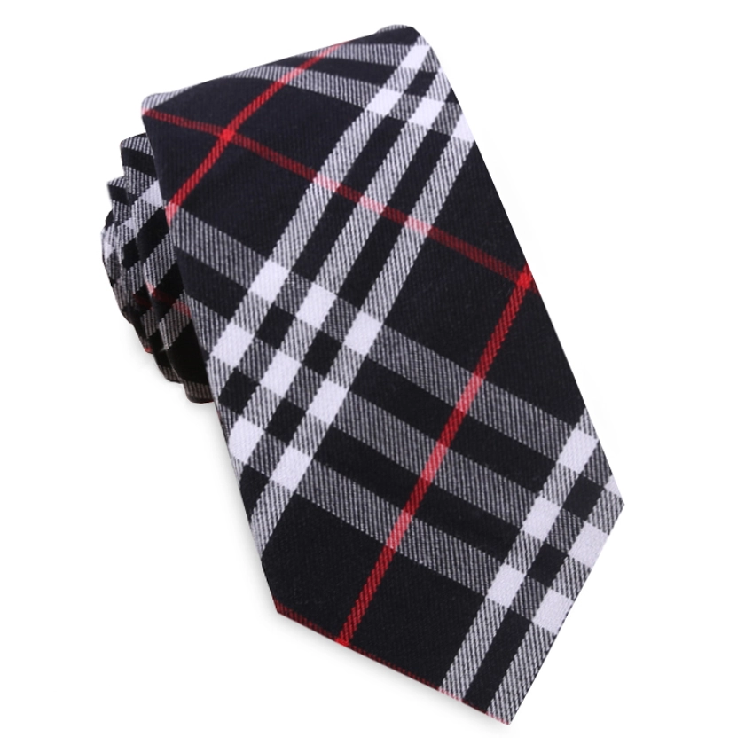 Black, Red & White Tartan Plaid Slim Tie | Texture Ties