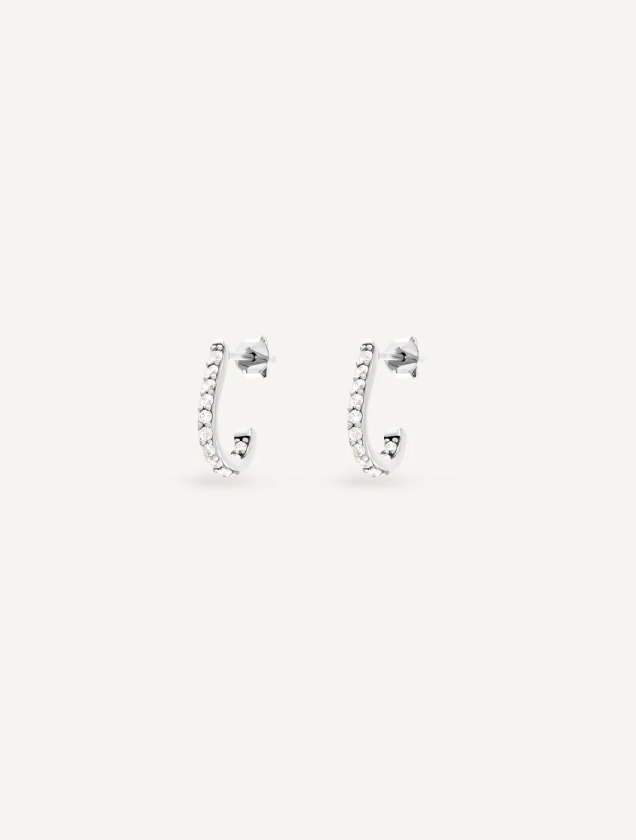 Mini boucles d'oreilles pendantes serties - Mini Hooks Earrings